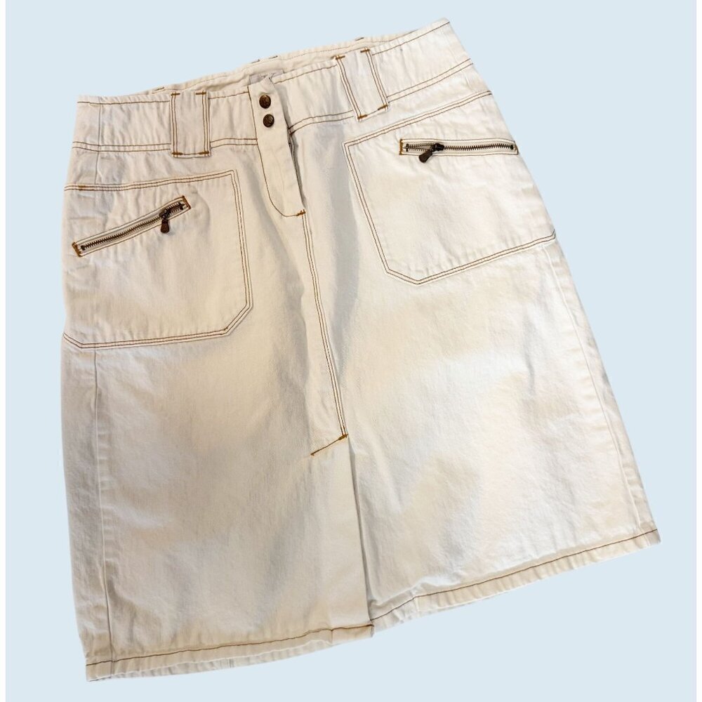 Vintage Y2K / 00s CALVIN KLEIN CK Off White Denim Skirt Size 29